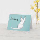 白ネコの漫画スケッチの引っ掻き傷t カード (黄色い花)