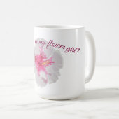 白ハイビスカスフラワーカスタムズ コーヒーマグカップ (正面右)