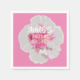 白ハイビスカスフラワーカスタムズ スタンダードカクテルナプキン