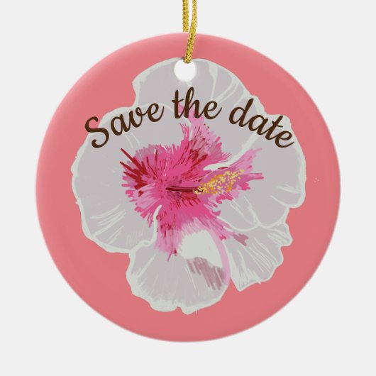 白ハイビスカスフラワーカスタムズ セラミックオーナメント (正面)