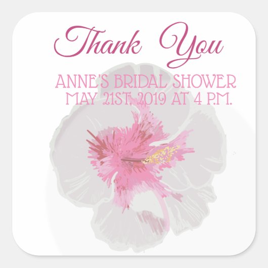 白ハイビスカス スクエアシール (正面)