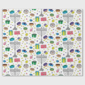 白ハヌカー模様 ラッピングペーパー (フラット)