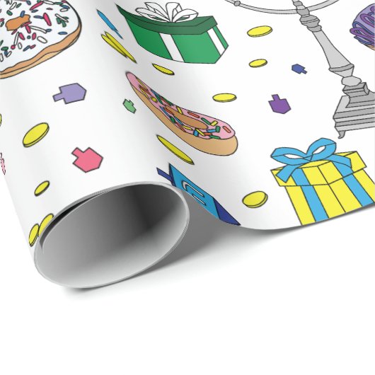 白ハヌカー模様 ラッピングペーパー (ロールコーナー)