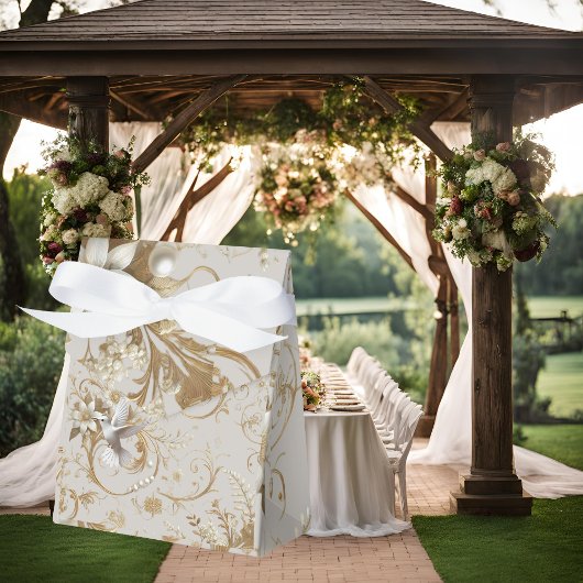 白ハミングバードフラワーブーケの箱 フェイバーボックス