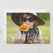 白ハロウィン不気味ブラシレタリング写真 シーズンカード (正面)