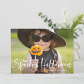 白ハロウィン不気味ブラシレタリング写真 シーズンカード (スタンド正面)