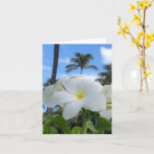 白ハワイアン花折りグリーティングカード カード (黄色い花)