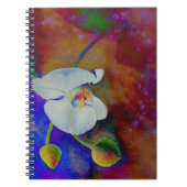 白ハワイアン蘭の水絵画色 ノートブック (正面)
