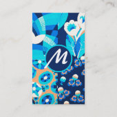 白ハワイ青い花のフローラモノグラム 名刺 (裏面)