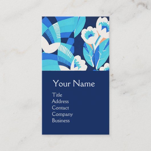 白ハワイ青い花のフローラモノグラム 名刺 (正面)