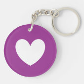 白ハートの紫サボテンの花パープル キーホルダー (裏面)