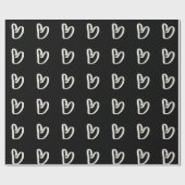 白ハートの黒いラッピング紙 ラッピングペーパー (フラット)