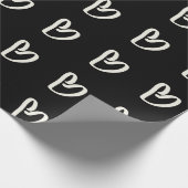 白ハートの黒いラッピング紙 ラッピングペーパー (角)