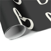 白ハートの黒いラッピング紙 ラッピングペーパー (ロールコーナー)