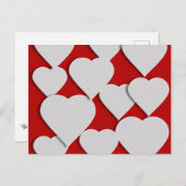白ハートオンレッドバレンタイン シーズンポストカード (正面/裏面)