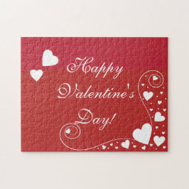 白ハートオン赤 ジグソーパズル