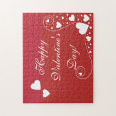 白ハートオン赤 ジグソーパズル (縦)