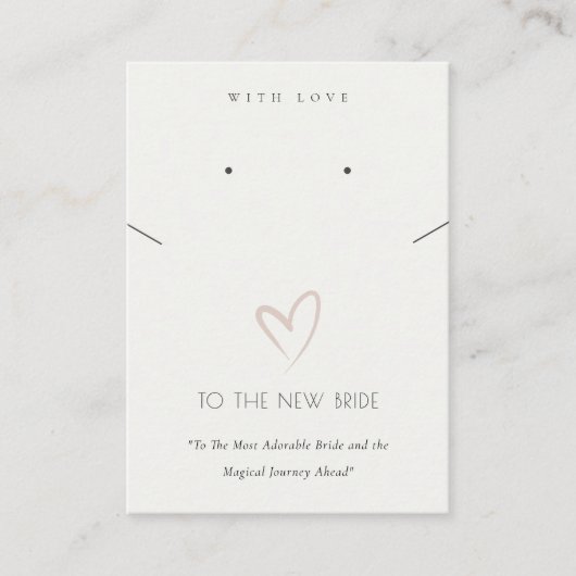 白ハート新婦贈答用ネックレスイヤリング プレイスカード (正面)