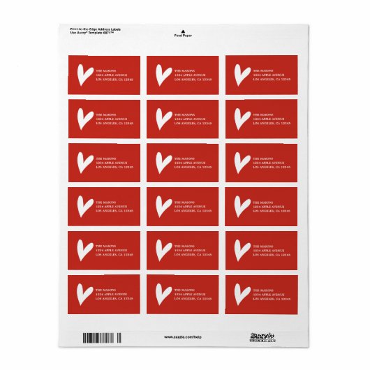 白ハート ラベル (フルシート)