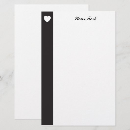 白ハート 便箋 (正面/裏面)