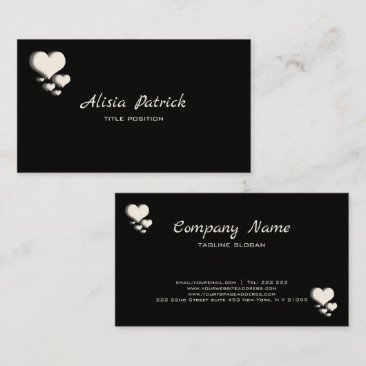 白ハート 名刺 (正面/裏面)