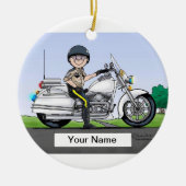 白バイの警官-男性 セラミックオーナメント (正面)