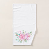 白バスタオオルセットのピンクのバラの水色 バスタオルセット (ハンドタオル)