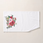 白バスタオルの水色ピンクと赤のバラ バスタオルセット (ハンドタオル)