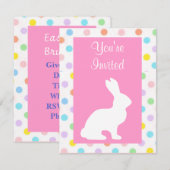 白バニーとドット復活祭 招待状 (正面/裏面)