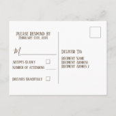 白バラあじさいフローラダークウッド結婚式rsvp インビテーションポストカード (裏面)