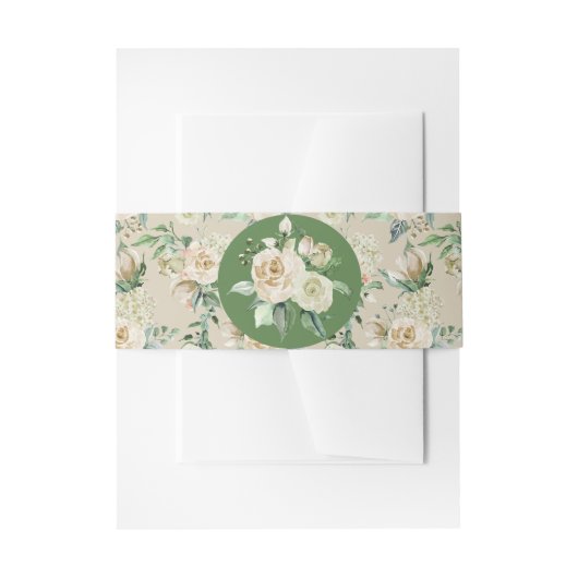 白バラあじさいフローラ水の色パターン 招待状ベリーバンド (正面例)