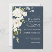 白バラとアジサイエレガントフローラ結婚ズ 招待状 (正面)