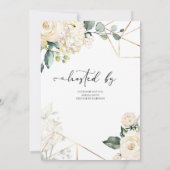 白バラとアジサイ金ゴールドグリッターブライダル 招待状 (裏面)