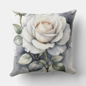 白バラとバラの芽、シルバー離れ アウトドアクッション (裏面)