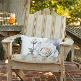 白バラとバラの芽、シルバー離れ アウトドアクッション
