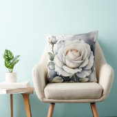 白バラとバラの芽、シルバー離れ クッション (椅子)