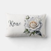 白バラとバラの芽、シルバー離れ ランバークッション (裏面)