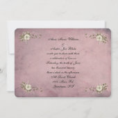 白バラとリボンハートピンクのはがき 招待状 (裏面)