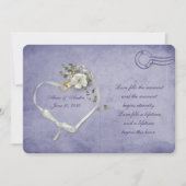 白バラとリボンハート紫はがき 招待状 (正面)