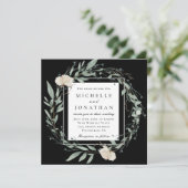 白バラと緑のクリスチャン結婚聖書 招待状 (スタンド正面)