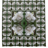 白バラと雨粒抽象芸術 シャワーカーテン (正面)