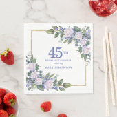 白バラと青い花の45歳の誕生日パーティー スタンダードランチョンナプキン (インサイチュ)