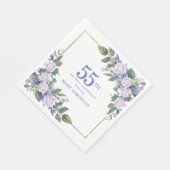 白バラと青い花の55歳の誕生日パーティー スタンダードランチョンナプキン (角)