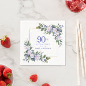 白バラと青い花の90歳の誕生日パーティー スタンダードカクテルナプキン (インサイチュ)