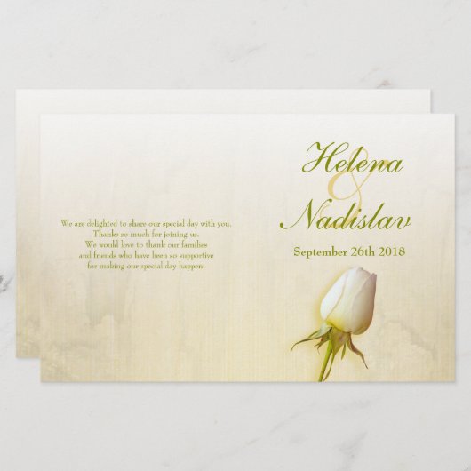 白バラのつぼみ結婚式プログラム (正面/裏面)