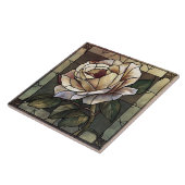 白バラのステンドグラスのモザイク タイル (側面)