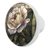 白バラのステンドグラス真珠モザイク セラミックノブ (右)