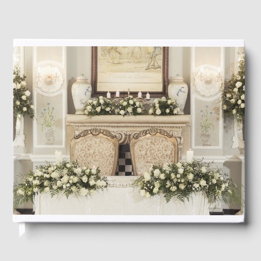 白バラのテーブル設定 ゲストブック (正面)