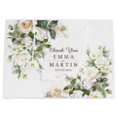 白バラの結婚式の花の贈り物 ラージペーパーバッグ (正面)