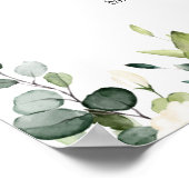 白バラの緑結婚の歓迎の看板ポスター ポスター (角)